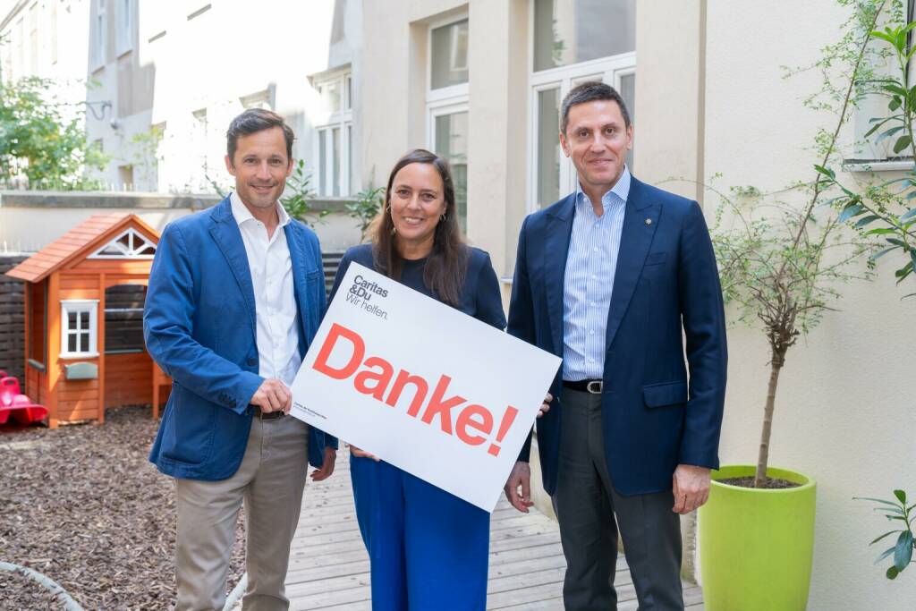 DenizBank unterstützt Caritas Mutter-Kind Häuser in Wien: im Bild v.li.:Klaus Schwertner, Caritasdirektor der Erzdiözese Wien, Claudia Ferner-Unger, Leiterin des Mutter-Kind Hauses Luise und Hayri Cansever, CEO DenizBank AG; Foto: DenizBank, © Aussender (22.08.2024) 