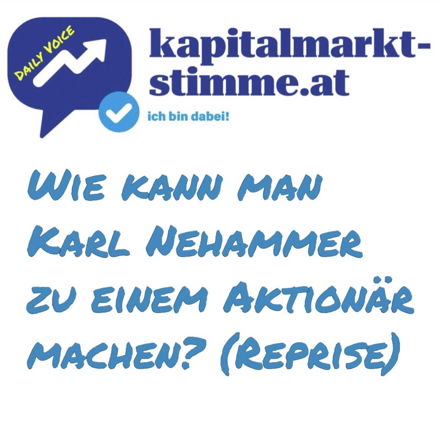 Episode 5/365 der kapitalmarkt-stimme.at daily voice auf audio-cd.at hören: https://audio-cd.at/page/podcast/6631
Das folgende Thema wollten Wolfgang Matejka und ich natürlich vor dem Zuckerl-Zerfall spielen, ist sich nicht mehr ausgegangen. Aber die Frage, wie man Karl Nehammer zu einem Aktionär machen könnte, ist durchaus mit guten Argumenten beantwortbar, vgl. daily voice 1/365 von Heimo Scheuch und Christoph Boschan. Nun ist Nehammer zurückgetreten, er war kein Mann der Börse, hat jetzt aber neue Steuern im Privat- (Vermögens-, Erbschaftssteuer) und Corporate-Bereich (Bankensteuer) verhindert. In der Folge geht um ein Danke dafür, um Integrität, aber auch schwierige Übergewinnsteuern und Versäumnisse, schon ein Kapitalmarktbeauftragter wäre ein Zeichen gewesen. In dieser Reprise geht es zudem um eine gewisse Hoffnung, dass die Neos auch in der neuen Konstellation vielleicht nicht ganz raus sind. Würde es international leichter machen. 