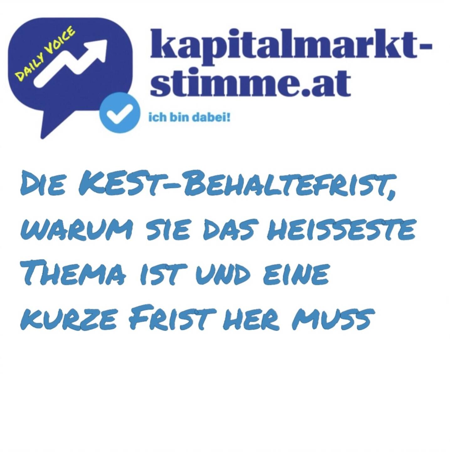 Episode 13/365 der kapitalmarkt-stimme.at daily voice auf audio-cd.at hören: https://audio-cd.at/page/podcast/6662
Derzeit sind Aktien gegenüber Gold, Kunst oder Kryptos diskriminiert. Wir führen aus und belegen mit Zahlen und Argumenten, warum mit der Abschaffung der einjährigen Behaltefrist 2011 die Wiener Börse zu einem Underperfomer in jeglicher Hinsicht geworden ist. In sämtlichen Regierungsprogrammen stand die Wiedereinführung, nichts wurde geliefert. FPÖ und ÖVP wollen nur ebenfalls wieder einführen. Es wäre ein positiver Effekt für das Finanzministerium, denn die KESt-Erträge aus Dividenden sind viel höher und mehr Aktionärsbeteiligung heisst dann auch höhere Dividenden-KESt. Und warum ein Jahr weniger Spekulation als zehn Jahre darstellt, sage ich auch.
Bewertungen bei Apple (oder auch Spotify) machen mir Freude: http://www.audio-cd.at/apple http://www.audio-cd.at/spotify


https://audio-cd.at/page/podcast/6662