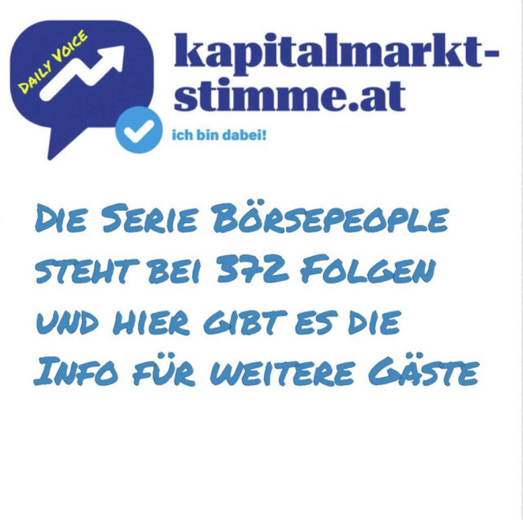 https://open.spotify.com/episode/7a9MS57oN3kHQAKbeneYHH
kapitalmarkt-stimme.at daily voice 16/365: Die Serie Börsepeople steht bei 372 Folgen und hier gibt es die Info für weitere Gäste - <p>Episode 16/365 der kapitalmarkt-stimme.at daily voice auf audio-cd.at . Heute geht es um die Serie Börsepeople, für die seit Sommer 2022 jeden Montag, Mittwoch und Freitag eine neue Folge live geschickt wird. Bisher 372 Karriere- und Werdegang-Podcasts mit inspirierenden Leuten aus dem Kapitalmarkt, maximal divers ausgelegt. Morgen, am 17.1., erscheint keine Folge, die Season 16 ist mit Ex-Börse-Chef Stefan Zapotocky am 15.1. zu Ende gegangen. Am 20.1. geht es dann weiter mit Season 17, diese wird von der Energy Exchange Austria präsentiert und das liefert auch einen losen thematischen Immer-Wieder-Energie-Input-Rahmen dann. Stöbert mal rum in den bisherigen 372 Folgen, seht die Infos an die Gäste und auch, wer meistgehört ist. Ach ja: Bücher dazu gibt es auch. <br>
<br>
<a href=https://www.audio-cd.at/people target=_blank>https://www.audio-cd.at/people</a><br>
Info für Gäste: <a href=https://audio-cd.at/people-info target=_blank>https://audio-cd.at/people-info</a><br>
Börsepeople Bücher: <a href=https://audio-cd.at/static/images/people_order.jpg target=_blank>https://audio-cd.at/static/images/people_order.jpg</a><br>
<br>
Unser Ziel: Kapitalmarkt is coming home. Täglich zwischen 19 und 20 Uhr.<br>
<br>
2h Wiener Börse Silvesterparty mit Gunter Deuber / Wolfgang Matejka: <a href=https://audio-cd.at/page/podcast/6616 target=_blank>https://audio-cd.at/page/podcast/6616</a><br>
kapitalmarkt-stimme.at daily voice Playlist auf spotify: <a href=http://www.kapitalmarkt-stimme.at/spotify target=_blank>http://www.kapitalmarkt-stimme.at/spotify</a><br>
<a href=http://www.kapitalmarkt-stimme.at target=_blank>http://www.kapitalmarkt-stimme.at</a><br>
Musik: Steve Kalen: <a href=https://open.spotify.com/artist/6uemLvflstP1ZerGCdJ7YU target=_blank>https://open.spotify.com/artist/6uemLvflstP1ZerGCdJ7YU</a><br>
Playlist 30x30 (min.) Finanzwissen pur: <a href=http://www.audio-cd.at/30x30 target=_blank>http://www.audio-cd.at/30x30</a><br>
<br>
Bewertungen bei Apple (oder auch Spotify) machen mir Freude: <a href=http://www.audio-cd.at/apple target=_blank>http://www.audio-cd.at/apple</a> <a href=http://www.audio-cd.at/spotify target=_blank>http://www.audio-cd.at/spotify</a> <br>
</p> (16.01.2025) 