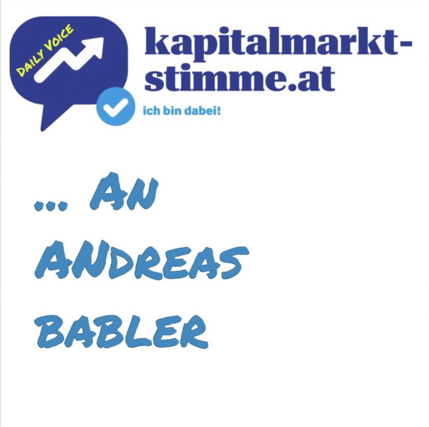 Episode 31/365 der kapitalmarkt-stimme.at daily voice auf audio-cd.at. Ich hatte mich in dieser Serie bereits an Karl Nehammer und Herbert Kickl gewandt. Heute an Andreas Babler und Anlass ist ein Tweet über Semperit-Erinnerungen, die ihn geprägt hätten. Mich haben Konsum-Erinnerungen geprägt und wir Privatpersonen, die an der Börse selbst vorsorgen (nicht spekulieren) entlasten den Staat und zahlen sogar doppelt ins System ein über die KESt. Ich würde gerne mal podcasten mit Andreas Babler. 
https://audio-cd.at/page/podcast/6753