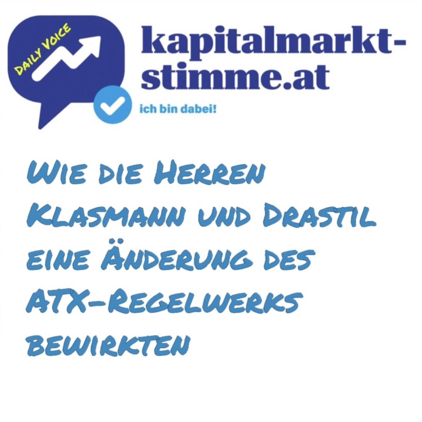  Episode 35/365 der kapitalmarkt-stimme.at daily voice auf audio-cd.at. Gestern ist die ATX-Beobachtungsliste für Jänner gekommen, es kündigen sich keine Änderungen per März an, einzig eine Namensänderung. Wie Stephan Klasmann (Flughafen Wien) und ich 2016 eine ATX-Regelwerksänderung auslösten, ist hier zu hören. Hören: https://audio-cd.at/page/podcast/6779
Börsepeople im Podcast S17/03 Stephan Klasmann: https://audio-cd.at/page/podcast/6713/