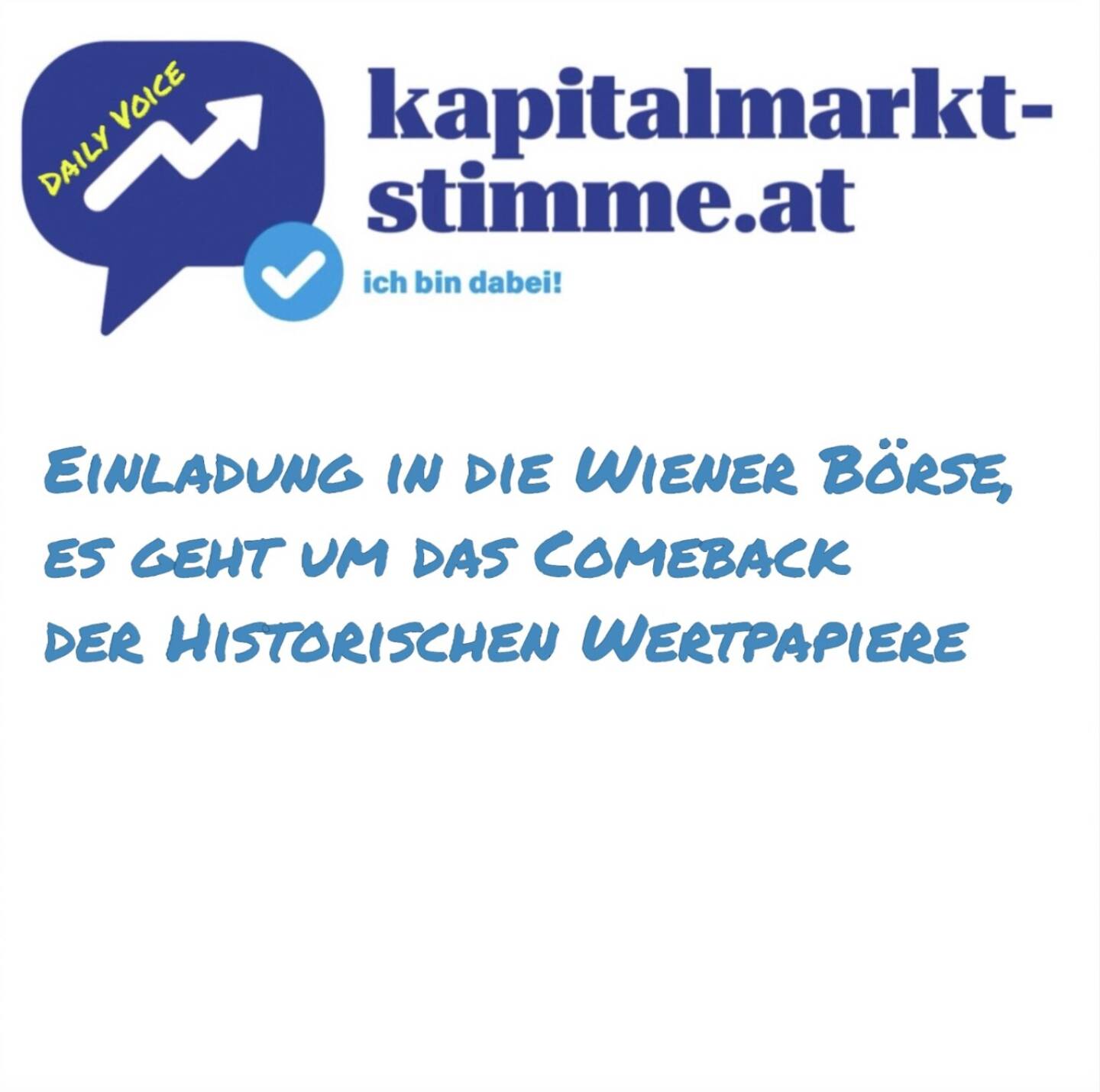 kapitalmarkt-stimme.at daily voice 72/365: Heinz Walter ist Obmann des Clubs Historische Wertpapiere mit Sitz in Wien und war davor u.a. 24 Jahre österreichischer Wirtschaftsdelegierter in insgesamt sechs Ländern. Der im Sommer 2023 gegründete Club Historische Wertpapiere für Sammler oder Wirtschaftsgeschichte-Interessesierte wird im April einen tollen Kennenlern-Auftritt in der Wiener Börse, Wallnerstrasse, haben. Alle Infos und Anmeldemodalitäten hier.
Anmelden: club@historische-wertpapiere.at
https://www.historische-wertpapiere.at
Heinz Walter Börsepeople: https://audio-cd.at/page/playlist/6286
Hören: 
https://audio-cd.at/page/podcast/6952