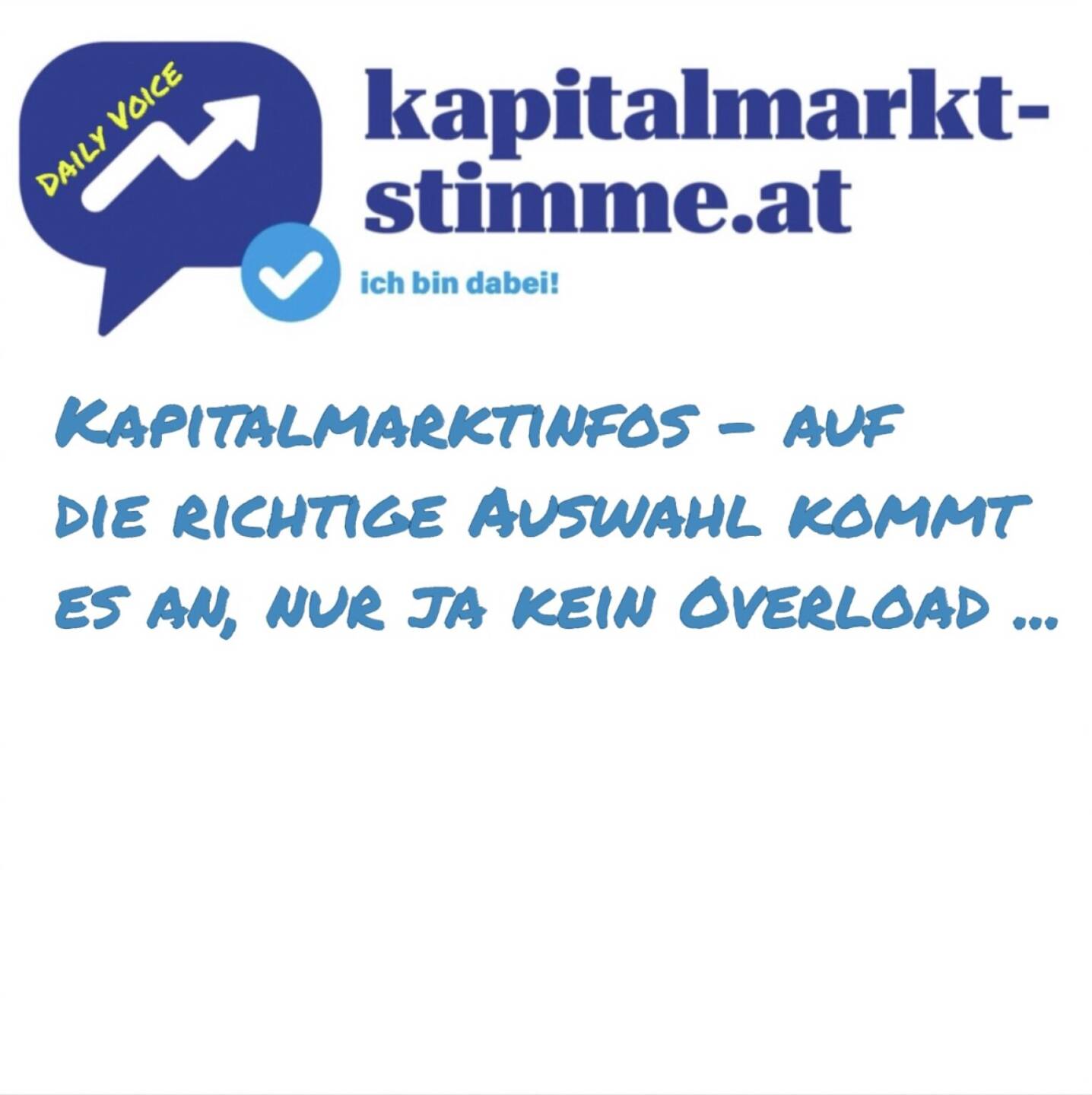 kapitalmarkt-stimme.at daily voice 77/365: Heute hat mir Britta Wulhorst von der VermögensManufaktur (D) eine Freude bereitet, komme ich doch als Österreich-Beitrag in ihrem Online-Leitfaden Kapitalmarkt ohne Kopfschmerzen – So bleibt ihr informiert, ohne euch zu verzetteln vor. Brittas Zugang: Jeden Tag prasseln unzählige Marktanalysen, Expertenmeinungen und Breaking News auf uns ein. Jeder hat die eine Wahrheit, aber wer hat die Zeit, alles zu lesen? Und Ihr Motto: Weniger ist mehr. Statt im Informationsdschungel unterzugehen, setze ich auf Qualität statt Quantität. Hier sind meine fünf Empfehlungen, um den Kapitalmarkt effizient im Blick zu behalten – ohne Overload, aber mit Mehrwert. Welche Newsletter, Podcast, Social Media-Kontakte, Marktchecks und Gruppen empfohlen werden, spreche ich hier ein. Danke für die Erwähnung, fein, unter diesen bekannten Namen zu sein. Hören: https://audio-cd.at/page/podcast/6974
VermögensManufaktur : https://vmgruppe.de