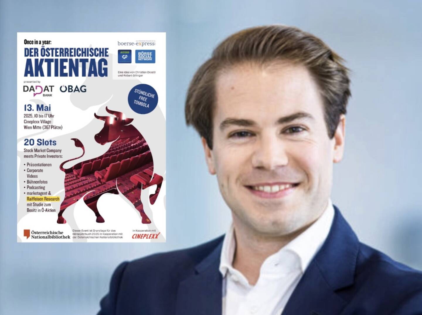Spoiler: #aktientag135 Wie angekündigt outen wir  nun täglich Details zum Österreichischen Aktientag am 13. Mai. Eines der präsentierenden Unternehmen wird UBM, vertreten durch Christoph Rainer, Head of Investor Relations, sein:

Christoph: Der persönliche Austausch ist uns bei UBM besonders wichtig. Der Aktientag bietet die ideale Gelegenheit, um transparent über unsere Strategie, Projekte und nachhaltige Ausrichtung zu informieren. Gleichzeitig schätzen wir das direkte Feedback und die Fragen der Anleger - denn Vertrauen entsteht durch Dialog.

Anmelden und nach und nach sehen, wer sonst noch dabei sein wird: https://photaq.com/page/index/4170/