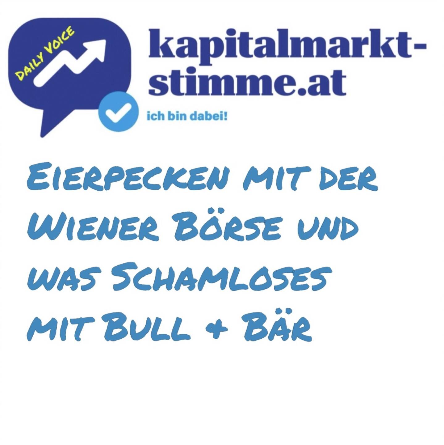 kapitalmarkt-stimme.at daily voice 107/365: Gründonnerstag ist diesmal zu zugleich April-Verfallstag, weil der 3. Freitag des Monats diesmal auf den Karfreitag fällt, da gibt es keinen Handel. Auch der Ostermontag ist handelsfrei. Erst am Dienstag geht es dann weiter. Heute erzähle ich ostergerecht etwas, das man sich dann (Links anbei) anschauen sollte. Hören: https://audio-cd.at/page/podcast/7137
Wiener Börse Bull & Bär beim Eierpecken: https://photaq.com/page/pic/96973
https://www.linkedin.com/company/wiener-borse-ag/posts/
Franziska Schmalzl Bull & Bär shameless: https://photaq.com/page/pic/96974
https://franziskaschmalzl.com



Hören: https://audio-cd.at/page/podcast/7137