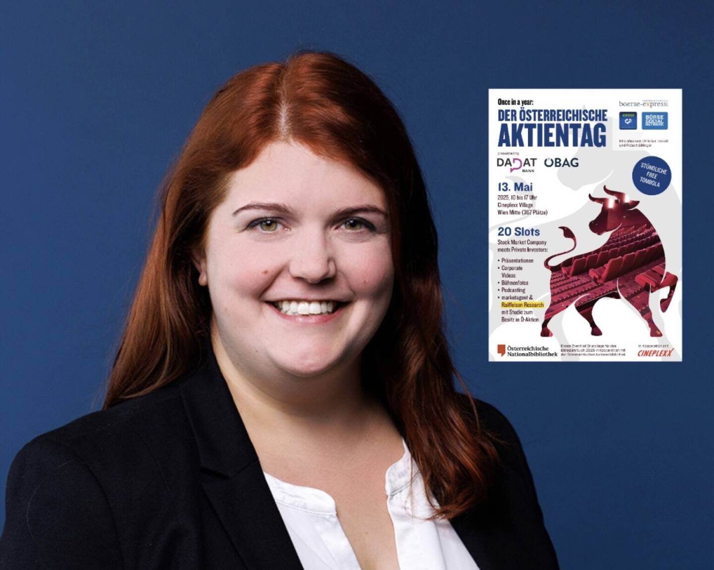 Spoiler: #aktientag135 Wie angekündigt outen wir nun täglich Details zum Österreichischen Aktientag am 13. Mai. IR-Managerin Lisa Galuska wird die Porr vorstellen.

Lisa: Der Aktientag ist für uns eine tolle Plattform, um die privaten Aktionärinnen und Aktionäre noch besser erreichen zu können und mit ihnen neue spannende Entwicklungen zu besprechen. So stellt der Infrastrukturbau einen enormen Wachstumstreiber für die Porr dar. Warum das so ist und welche Bedeutung das für unsere Anlegerinnen und Anleger hat, besprechen wir gerne in angeregter Atmosphäre am Aktientag.

Anmelden und nach und nach sehen, wer sonst noch dabei sein wird: https://photaq.com/page/index/4170/