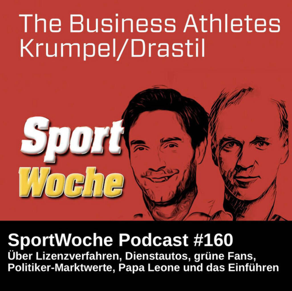 https://open.spotify.com/episode/5hy8qtE8yoWPcdtbeXny6Z
SportWoche Podcast #160: Bernhard Krumpel & Me über Lizenzverfahren, Dienstautos, Politiker-Marktwerte, Papa Leone und Einführen - <p>In Folge 3 besprechen Berhard Krumpel und Christian Drastil aktuelle Lizenzierungsverfahren in Österreich und Brüssel, generell grüne Probleme, einen Abwesenden bei Handball West Wien, Dienstautos, Transfermarkt-Chef Christoph Boschan und die Marktwerte von Stocker, Marterbauer. Ludwig & Co., dann die US-Stars Papa Leone (beim schnellen Hinschauen wie Marterbauer feat. Brunner), Trump mit schon ca. 96 Gelben Karten, Henni Brandstötter in der Viererkette ohne Abstimmung, Merz ohne Abstimmung, Rechtsaussen-Verbote, Regenschirm-Geschenke, die keiner schätzte sowie das Einführen und Lacken-Tests.<br>
<br>
Folgen 1 und 2: <a href=https://audio-cd.at/search/krumpel target=_blank>https://audio-cd.at/search/krumpel</a><br>
<a href=http://www.krumpel.at target=_blank>http://www.krumpel.at</a><br>
Christoph Boschan <a href=https://audio-cd.at/page/playlist/8300 target=_blank>https://audio-cd.at/page/playlist/8300</a><br>
<br>
About: Bernhard Krumpel hat eine sportpsychologische Ausbildung absolviert, war Pressesprecher bei Grosskonzernen und in der Politik. Er ist Gerichtssachverständiger für Kommunikation, PR und Medien am HG Wien bzw. Lektor an der Webster Private University Vienna sowie der FH St. Pölten. Gemeinsam wollen wir Business Athletes sein und mit durchaus sportlichem Wording analysieren, was die neue Regierung mit ihrem grossen Kader bewerkstelligen kann. <br>
<br>
Die SportWoche Podcasts sind presented by Instahelp: Psychologische Beratung online, ohne Wartezeit, vertraulich & anonym. Nimm dir Zeit für dich unter <a href=https://instahelp.me/de/ target=_blank>https://instahelp.me/de/</a> .<br>
<br>
Die Marke, Patent, Rechte und das Archiv der SportWoche wurden 2017 von Christian Drastil Comm. erworben, Mehr unter <a href=http://www.sportgeschichte.at target=_blank>http://www.sportgeschichte.at</a> . Der neue SportWoche Podcast ist eingebettet in „ Wiener Börse, Sport, Musik (und mehr)“ auf <a href=http://www.christian-drastil.com/podcast target=_blank>http://www.christian-drastil.com/podcast</a> und erscheint, wie es in Name SportWoche auch drinsteckt, wöchentlich. Bewertungen bei Spotify oder Apple machen mir Freude: <a href=http://www.audio-cd.at/spotify target=_blank>http://www.audio-cd.at/spotify</a> , <a href=http://www.audio-cd.at/apple target=_blank>http://www.audio-cd.at/apple</a> .<br>
<br>
Unter <a href=http://www.sportgeschichte.at/sportwochepodcast target=_blank>http://www.sportgeschichte.at/sportwochepodcast</a> sieht man alle Folgen, auch nach Hörer:innen-Anzahl gerankt.<br>
</p> (10.05.2025) 