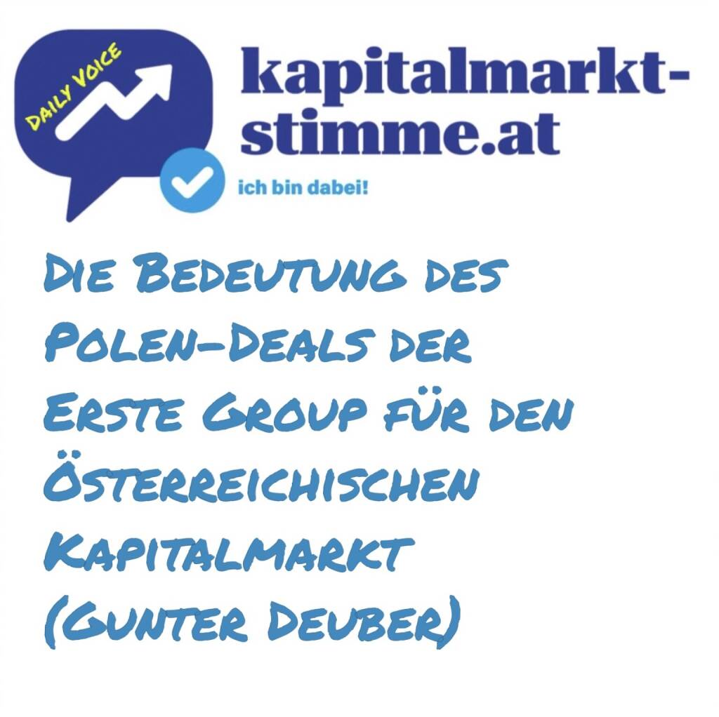kapitalmarkt-stimme.at daily voice 133/365: Gunter Deuber ist Head of Raiffeisen Research, wie er den Erste Group Deal in Polen einschätzt, verrät er in dieser Daily Voice. Spoiler: Es werden Superlative verwendet. https://audio-cd.at/page/podcast/7268 (13.05.2025) 