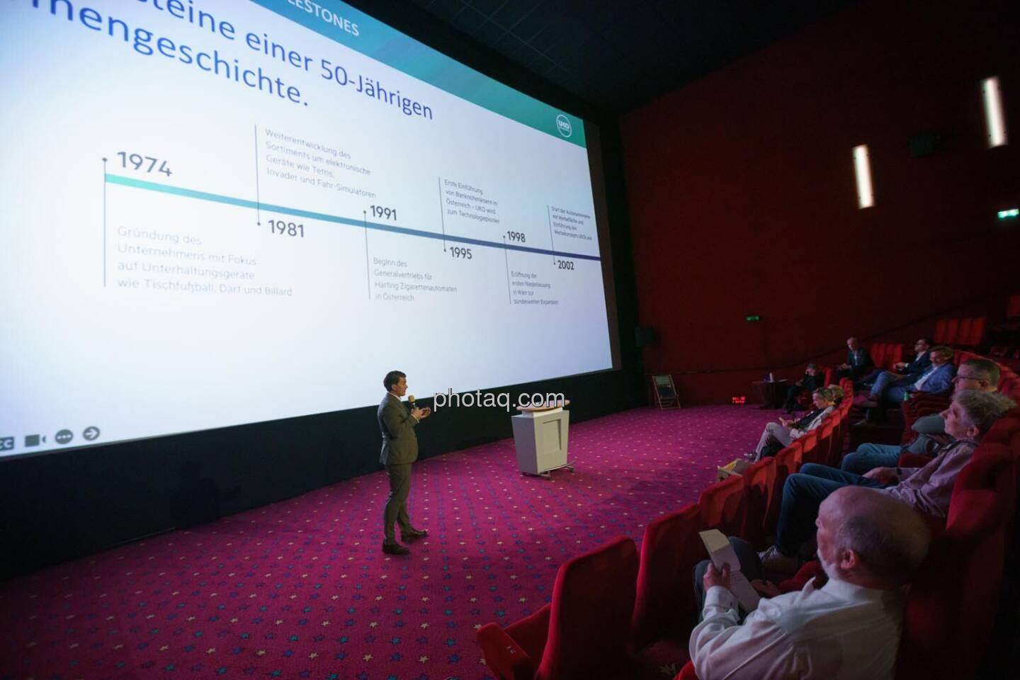 1. Aktientag von Börse Social und Börse Express im Cineplexx Kino, Präsentation UKO Microshops, CEO Moritz Unterkofler