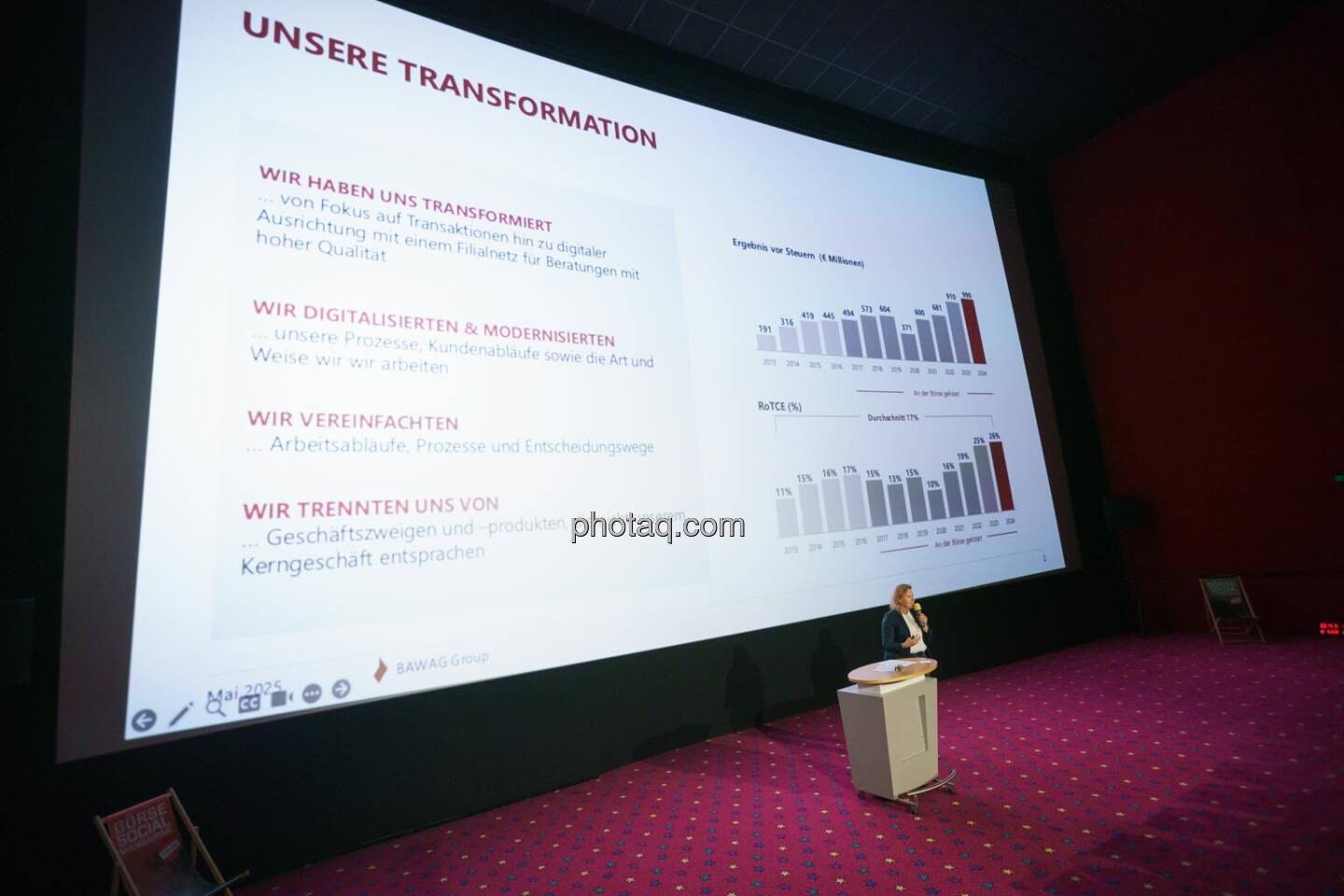 1. Aktientag von Börse Social und Börse Express im Cineplexx Kino, Präsentation BAWAG, Jutta Wimmer (IR)