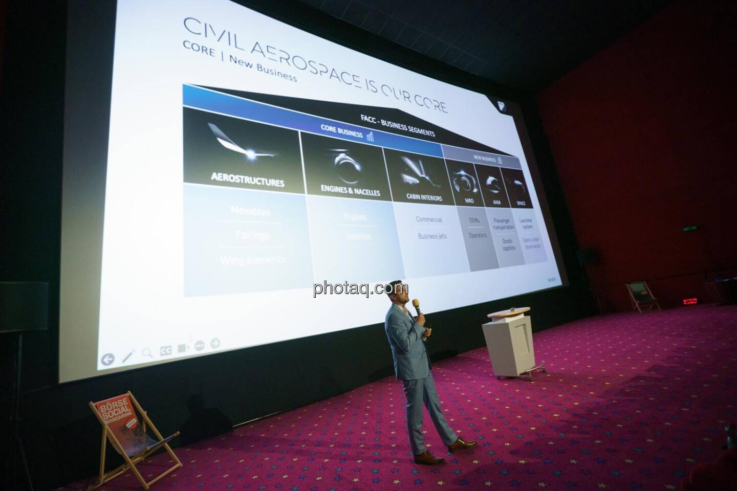 1. Aktientag von Börse Social und Börse Express im Cineplexx Kino, Präsentation FACC AG, CFO Florian Heindl