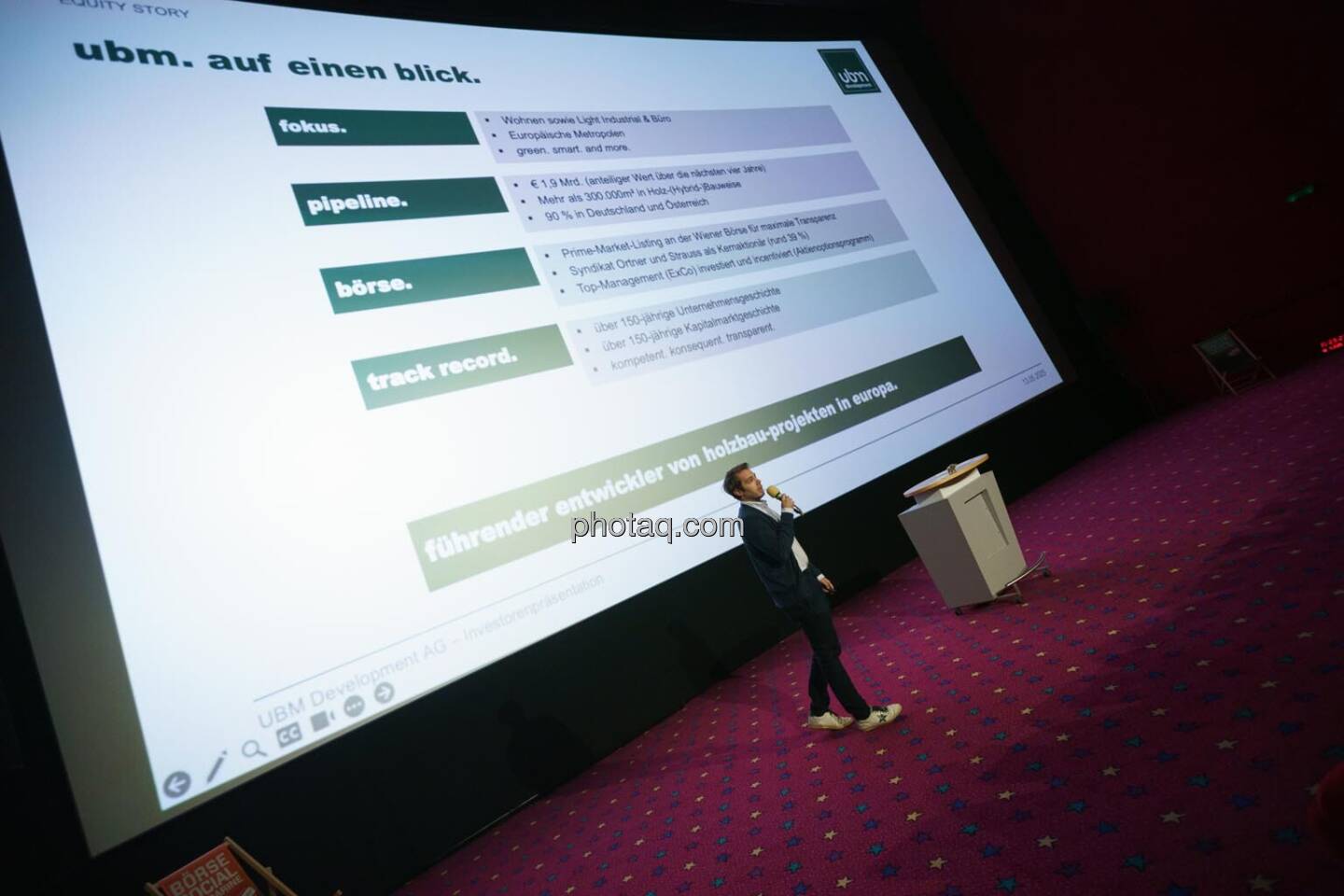 1. Aktientag von Börse Social und Börse Express im Cineplexx Kino, Präsentation UBM, Christoph Rainer (UBM)