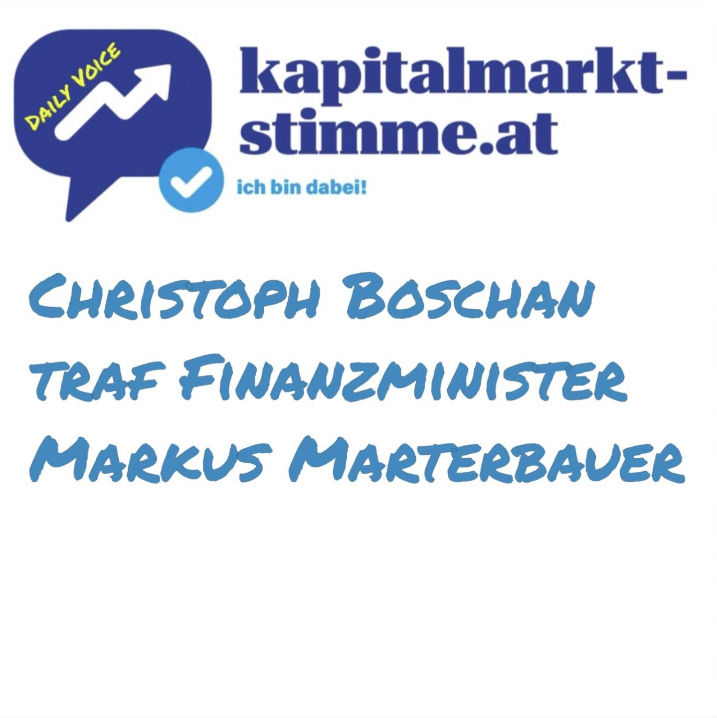 kapitalmarkt-stimme.at daily voice 149/365: Börsechef Christoph Boschan hat Finanzminister Markus Marterbauer getroffen, Christoph postete danach: I was grateful for the opportunity to meet with Minister of Finance Markus Marterbauer, Bundesministerium für Finanzen. Our conversation ranged from corporate financing, economic growth and regulation for financial markets. A shared priority remains financial education to which we are strongly committed – and where we see a lot of potential for further impact. Education is the best investor protection, empowering everyone to recognize and seize opportunities. 
Anm: Mehr wissen wir natürlich nicht, bei der KEST-Behaltefrist-Abschaffung wird wohl aktuell nichts gehen, aber vielleicht denkt man auch in Österreich in Richtung Depot. Eine Steuererhöhung hatten wir heuer schon, Banken und Energie machen mehr als die Hälfte der ATX-Kapitalisierung aus und als Miteigentümer:in in Aktien zahlt man da natürlich zu. https://audio-cd.at/page/podcast/7353