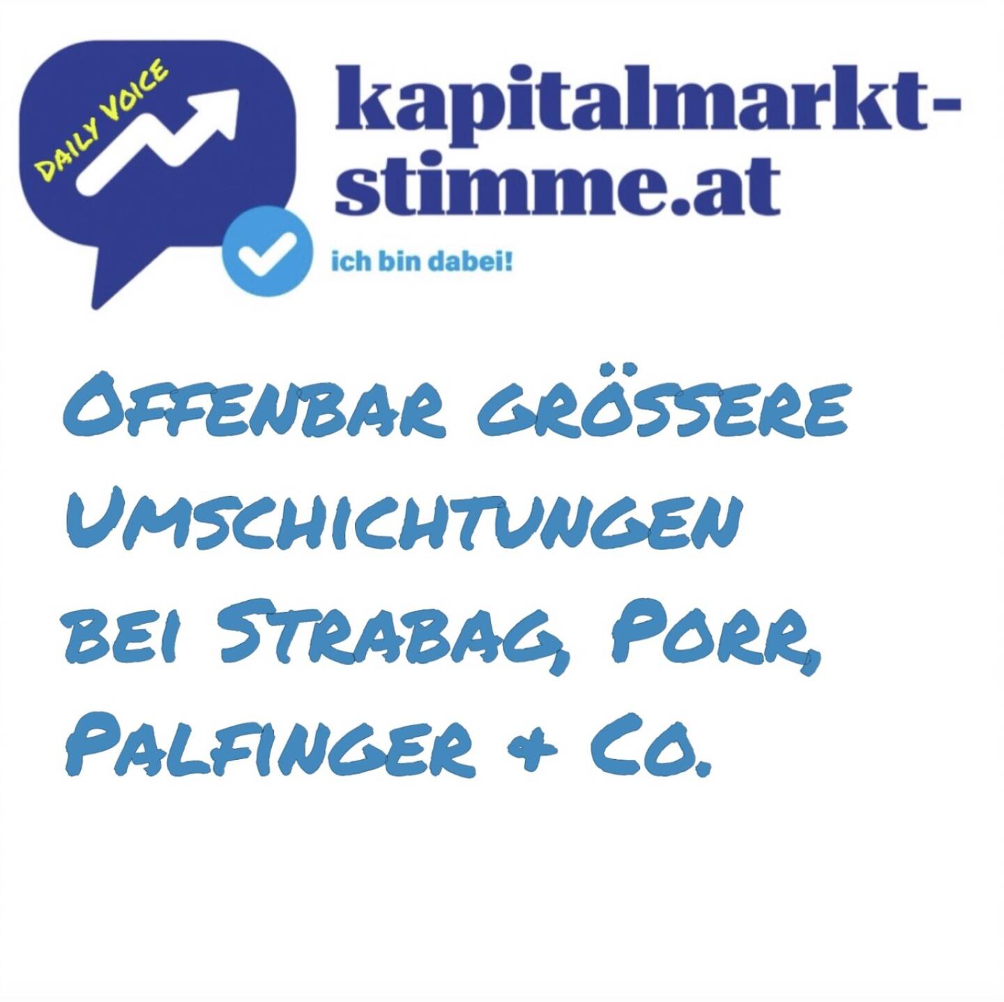 kapitalmarkt-stimme.at daily voice 172/365: Am gestrigen Triple Witching Day gab es offenbar grössere Umschichtungen bei Strabag, Porr, Palfinger & Co. . Die Volumina deuten darauf hin. Hören: https://audio-cd.at/page/podcast/7478