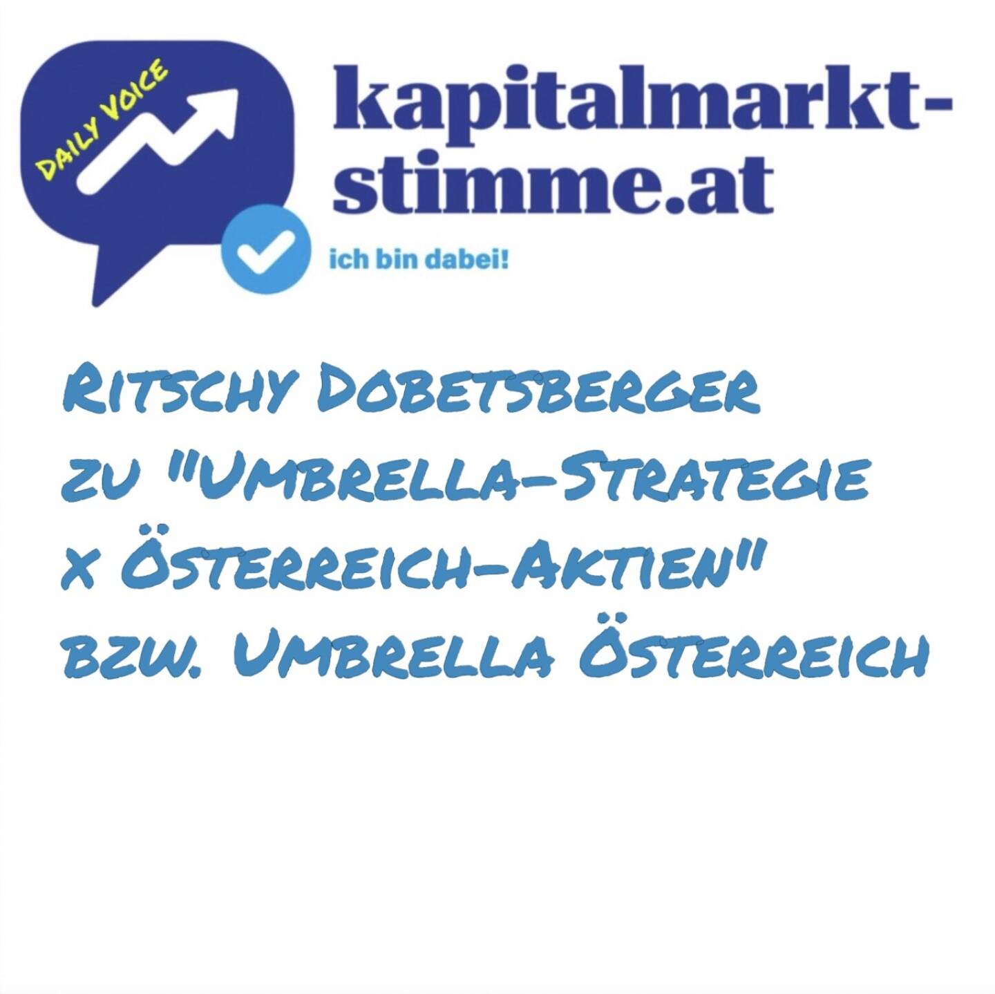 kapitalmarkt-stimme.at daily voice 192/365: Folge 7 des Podcasts Inside Umbrella by wikifolio mit dem Oberösterreicher Ritschy Dobetsberger, der bei wikifolio grösster Trader ist, wurde am 9.7., dem Tag des ATX-All-time-Highs, aufgenommen. Hörer:innen-Fragen gab es auch dazu, warum Ritschy denn keine Österreich-Aktien beimischt oder gleich eine Umbrella Österreich Variante macht? Antworten hier hören: https://audio-cd.at/page/podcast/7571


