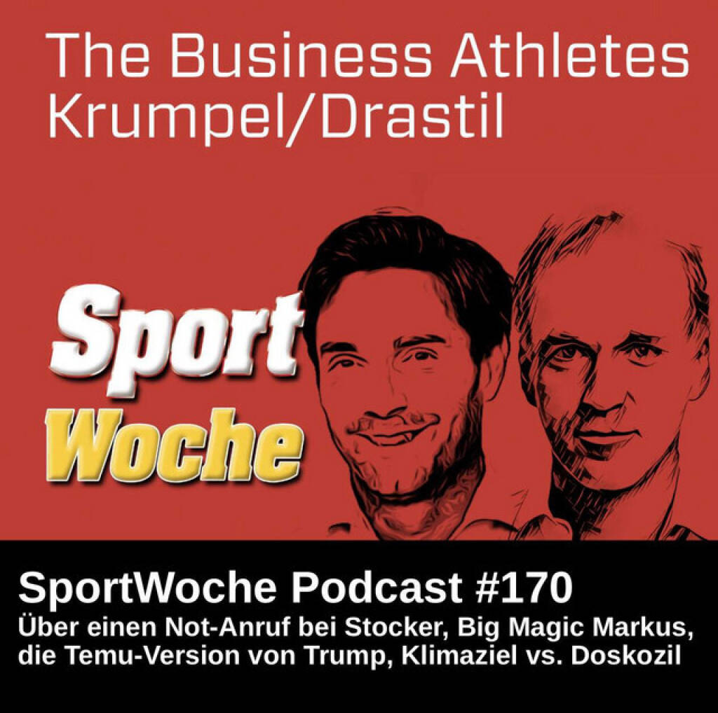 https://open.spotify.com/episode/58LVRN8zVmtUPSteVUQCdL
SportWoche Podcast #170: Bernhard Krumpel & Me über einen Not-Anruf bei Stocker, Klimaziel vs. Doskozil und die Temu-Version von Trump - <p>In dieser Folge waren Bernhard Krumpel und Christian Drastil noch ein wenig unter Schock, denn EVN-Sprecher Stefan Zach hat vor wenigen Stunden im AKW Zwentendorf in ein unglaubliches Geheimnis eingeweiht. Wir haben sogar Christian Stocker angerufen, aber er hat nicht abgehoben. Weiters geht es in dieser Folge um The One Big Marvellous Markus, um Hattmansdorfer und Arnautovic, um Schulnoten-Follower, Stockers Börsentipps,  etliche Mannschaftsdiskussionen, die Temu-Version von Donald Trump und darüber, dass es kein Klimaziel, sondern nur noch Doskozil geben würde. Bottom Line ist noch immer zu viel toxische Postitiviät in der Mannschaft und etwas zu wenig Zug zum Tor. Aber sie haben sich immer noch relativ lieb. <br>
<br>
Bisherige Folgen: <a href=https://audio-cd.at/search/krumpel target=_blank>https://audio-cd.at/search/krumpel</a><br>
<a href=http://www.krumpel.at target=_blank>http://www.krumpel.at</a><br>
<br>
About: Bernhard Krumpel hat eine sportpsychologische Ausbildung absolviert, war Pressesprecher bei Grosskonzernen und in der Politik. Er ist Gerichtssachverständiger für Kommunikation, PR und Medien am HG Wien bzw. Lektor an der Webster Private University Vienna sowie der FH St. Pölten. Gemeinsam wollen wir Business Athletes sein und mit durchaus sportlichem Wording analysieren, was die neue Regierung mit ihrem grossen Kader bewerkstelligen kann. <br>
<br>
Die SportWoche Podcasts sind presented by Instahelp: Psychologische Beratung online, ohne Wartezeit, vertraulich & anonym. Nimm dir Zeit für dich unter <a href=https://instahelp.me/de/ target=_blank>https://instahelp.me/de/</a> .<br>
<br>
Die Marke, Patent, Rechte und das Archiv der SportWoche wurden 2017 von Christian Drastil Comm. erworben, Mehr unter <a href=http://www.sportgeschichte.at target=_blank>http://www.sportgeschichte.at</a> . Der neue SportWoche Podcast ist eingebettet in „ Wiener Börse, Sport, Musik (und mehr)“ auf <a href=http://www.christian-drastil.com/podcast target=_blank>http://www.christian-drastil.com/podcast</a> und erscheint, wie es in Name SportWoche auch drinsteckt, wöchentlich. Bewertungen bei Spotify oder Apple machen mir Freude: <a href=http://www.audio-cd.at/spotify target=_blank>http://www.audio-cd.at/spotify</a> , <a href=http://www.audio-cd.at/apple target=_blank>http://www.audio-cd.at/apple</a> .<br>
<br>
Unter <a href=http://www.sportgeschichte.at/sportwochepodcast target=_blank>http://www.sportgeschichte.at/sportwochepodcast</a> sieht man alle Folgen, auch nach Hörer:innen-Anzahl gerankt.<br>
</p> (19.07.2025) 