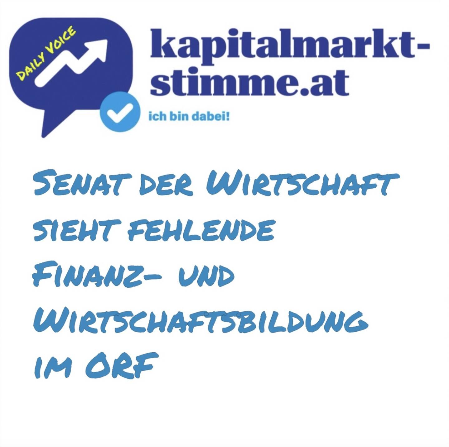 Episode 211/365 der kapitalmarkt-stimme.at daily voice auf audio-cd.at. Vor wenigen Wochen hat der Senat der Wirtschaft, gezeichnet durch Hans Harrer (Vorstandsvorsitz) und Johannes Linhart (GF Mittelstandsallianz) ein Plädoyer mit Titel Mehr Wirtschaft uim ORF publiziert. Der Untertitel präzisiert die Forderung: Ein Rundfunk, der die Bedeutung von Wirtschaft und die Rolle des Mittelstands sieht und versteht. Hier ein paar Details: Ich ergänze den Wunsch nach einem Börseticker bei Nachrichtenformaten. Das gehört einfach dazu. Hören: https://audio-cd.at/page/podcast/7661
https://senat.at