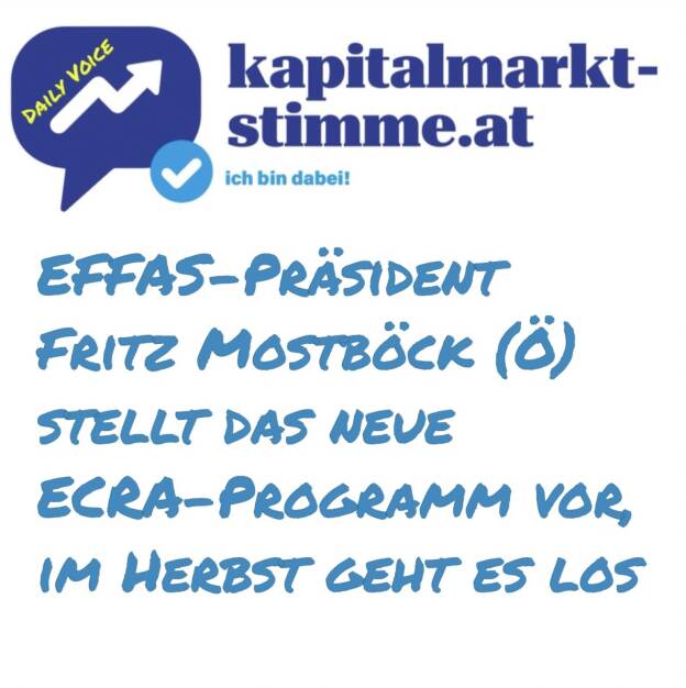 Episode 224/365 der kapitalmarkt-stimme.at daily voice auf audio-cd.at. Das EFFAS Certified Climate Risk Analyst (ECRA)-Programm ist eine Zertifizierung der European Federation of Financial Analysts Societies (EFFAS), die Fachleute aus dem Finanz- und Unternehmenssektor darauf vorbereitet, klimabezogene Finanzrisiken zu identifizieren, zu bewerten und zu managen. EFFAS-Präsident ist seit kurzem der Österreicher Fritz Mostböck (Erste Group), ich habe mit Fritz kurz über das Programm gesprochen. https://audio-cd.at/page/podcast/7711
https://effas.com/professional-certificates/effas-climate-risk-analyst-ecra/ (13.08.2025) 