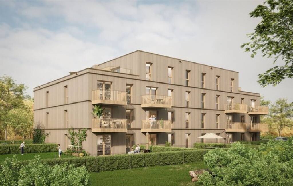 STRABAG liefert mit TETRIQX serielle Baulösung ab € 1.950/m2: TETRIQX-Immobilien sind hochwertig ausgestattet mit Holz-Alu-Fenstern und wahlweise mit Holzfassaden. Auch Freiflächen wie Loggien sind bereits eingeplant. Bildnachweis: WGA ZT GmbH, © Aussender (14.08.2025) 