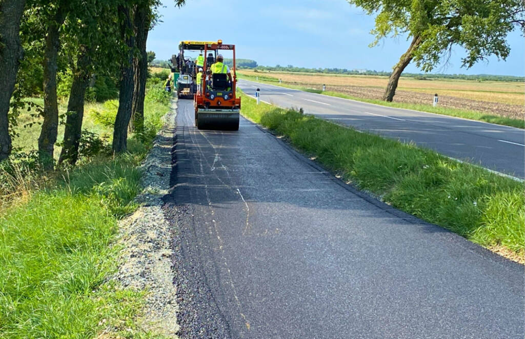 Grüner Asphalt im Einsatz © PORR, © Aussender (14.08.2025) 