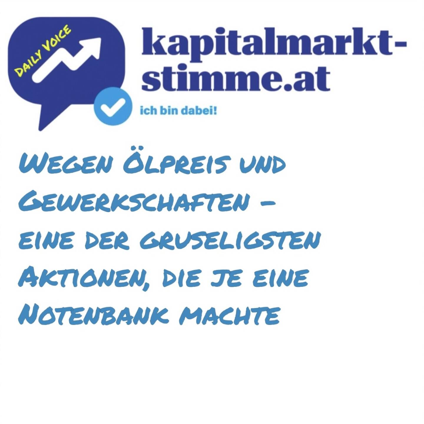 Episode 249/365 der kapitalmarkt-stimme.at daily voice auf audio-cd.at. Mein Kollege Josef Obergantschnig blickt ein halbes Jahrhundert zurück. Wie wild dürfen Notenbanken agieren? Ein kleiner Ausschnitt einer Folge, die am Dienstag auf audio-cd.at erscheint. Hören: https://audio-cd.at/page/podcast/7810
Alle Folgen mit Josef Obergantschnig und am Dienstag die Neue: https://audio-cd.at/abc