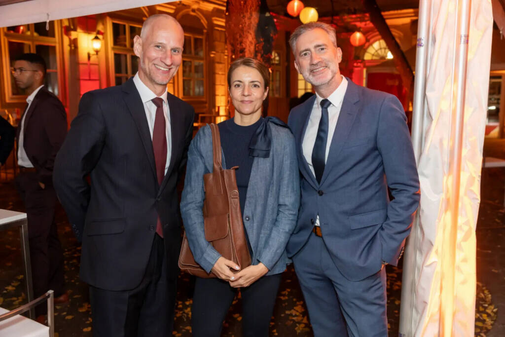 A1 Telekom Austria Group feiert 25jähriges Börsenjubiläum, Florian Beckermann (IVA), Christine Petzwinkler (Böse Social Network), Martin Wenzl (Wiener Börse), Credit: A1/APA/Juhasz (24.09.2025) 