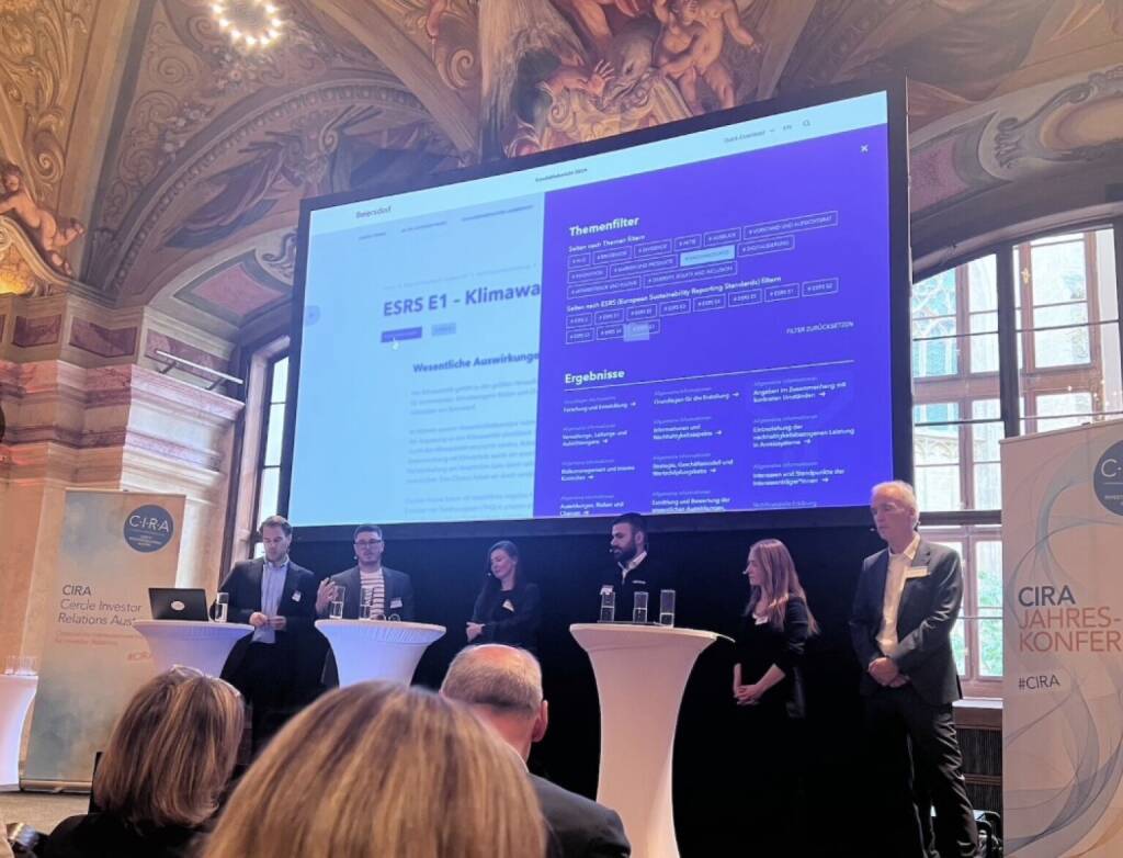 Panel bei der CIRA Konferenz 2025: Christoph Rainer, Konrad Pannagger, Monika Kovarova-Simecek, Haschjar Shamo, Franzi Brandmeier, Christian Drastil (17.10.2025) 