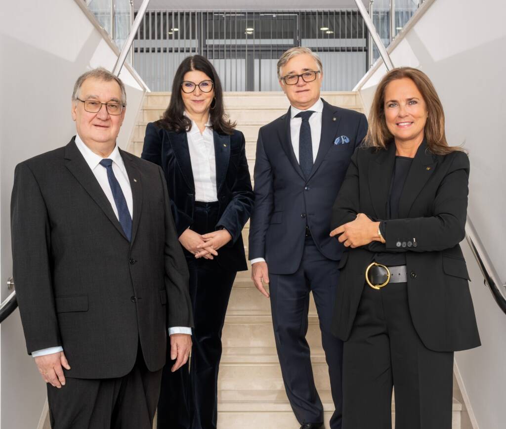 Mit Birgit Wimmer übernimmt erstmals eine Frau den Vorsitz des Novomatic-Aufsichtsrats. v.r.n.l. Birgit Wimmer, MSc., MBA (Vorsitzende), Dr. Haig Asenbauer (Stv. Vorsitzender), Mag. Martina Flitsch (Mitglied), Univ.-Doz. Dr. Robert Hofians (Mitglied),  NOVOMATIC / Thomas Meyer Photography, &copy; Aussender (16.01.2026) 