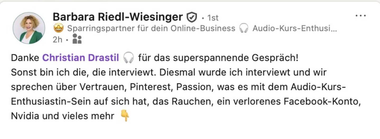 bezogen auf https://audio-cd.at/page/podcast/8307 Barbara Riedl-Wiesinger