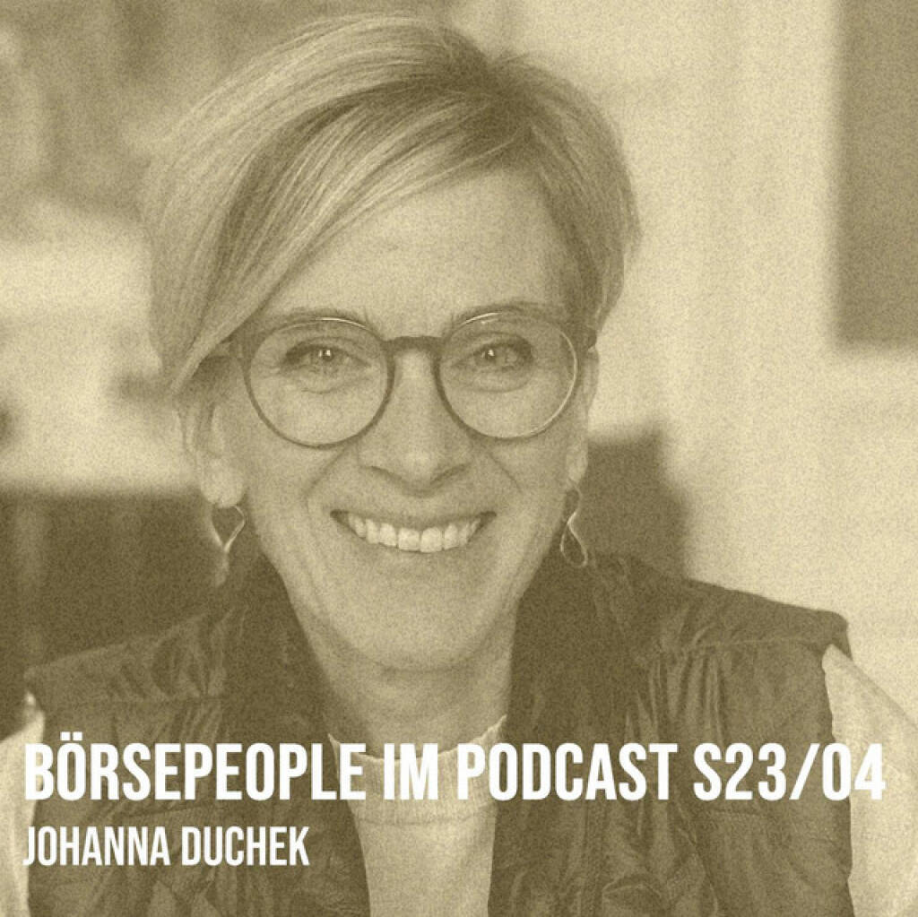 https://open.spotify.com/episode/3GcadOLQM5kGwez7ThQtRO
Börsepeople im Podcast S23/04: Johanna Duchek - <p>Johanna Duchek ist Trainerin, Coach und Moderatorin mit viel Erfahrung in börsenotierten Konzernen. Wir sprechen über Mayr-Melnhof in Liverpool, eine einjährige Weltreise mit Rückkehr genau zu Lehman, über Baxter in meinem Heimatbezirk, Unternehmensberatung und dann lange Jahre im Raiffeisensektor, beginnend mit der Centrobank im M&A-Bereich, später für die RBI Business Management and Development und immer stärker auch als Trainerin und Moderation im Konzern. Seit Februar 2022 ist Johanna teilselbstständig, Schwerpunkte Kommunikation und Präsentationstraining. Ihre Stimme landet auf meiner geheimen Hörbuchliste und wir reden ausführlich über alles Mögliche rund um Präsentationen, Stichworte Lampenfieber, die 1. Minute, Körperhaltung, Lächeln, Fremdsprachenkenntnisse und vieles mehr. Und finally ist auch Handball ein schönes Thema. <br>
<br>
<a href=http://johannaduchek.at target=_blank>http://johannaduchek.at</a><br>
Börsepeople Josef Buchleitner Raiffeisen Campus: <a href=https://audio-cd.at/page/podcast/7241 target=_blank>https://audio-cd.at/page/podcast/7241</a><br>
Heinrich Gröller Börsepeople: <a href=https://audio-cd.at/page/podcast/7822 target=_blank>https://audio-cd.at/page/podcast/7822</a><br>
<br>
About: Die Serie Börsepeople des Podcasters Christian Drastil, der im Q4/24 in Frankfurt als Finfluencer & Finanznetworker #1 Austria ausgezeichnet wurde, findet im Rahmen von <a href=http://www.audio-cd.at target=_blank>http://www.audio-cd.at</a> und dem Podcast Audio-CD.at Indie Podcasts statt. Es handelt sich dabei um typische Personality- und Werdegang-Gespräche. Die Season 23 umfasst jahreszahlbezogen unter dem Motto „26 Börsepeople“ 26 Talks. Presenter der Season 23 ist die 3Banken Generali Investment Gesellschaft <a href=http://www.3bg.at target=_blank>http://www.3bg.at.</a> Welcher der meistgehörte Börsepeople Podcast ist, sieht man unter <a href=http://www.audio-cd.at/people target=_blank>http://www.audio-cd.at/people.</a> Der Zwischenstand des laufenden Rankings ist tagesaktuell um 12 Uhr aktualisiert.<br>
<br>
Bewertungen bei Apple (oder auch Spotify) machen mir Freude: <a href=http://www.audio-cd.at/spotify target=_blank>http://www.audio-cd.at/spotify</a> , <a href=http://www.audio-cd.at/apple target=_blank>http://www.audio-cd.at/apple</a> .</p> (21.01.2026) 