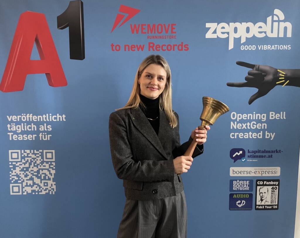 Patricia Wöber läutet die Opening Bell für Donnerstag. Als Financial Controllerin bei Do & Co. wird sie es mit Anerkennung mitnehmen, dass die Aktie heute Mittag nach Veröffentlichung der Geschäftszahlen Top-Performer im ATX ist (12.02.2026) 