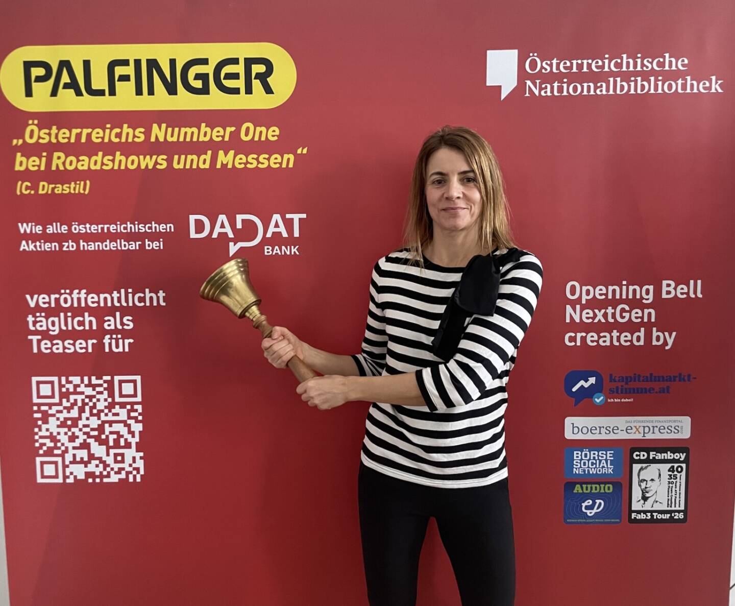 Christine Petzwinkler l&auml;utet die Opening Bell f&uuml;r Mittwoch. Die Chefredakteurin des B&ouml;rse Social Network sorgt f&uuml;r den Private Investor Relations Feed, der ab sofort auch in der Social Trading Welt beim Austria 30 Private IR wikifolio eingesetzt wird