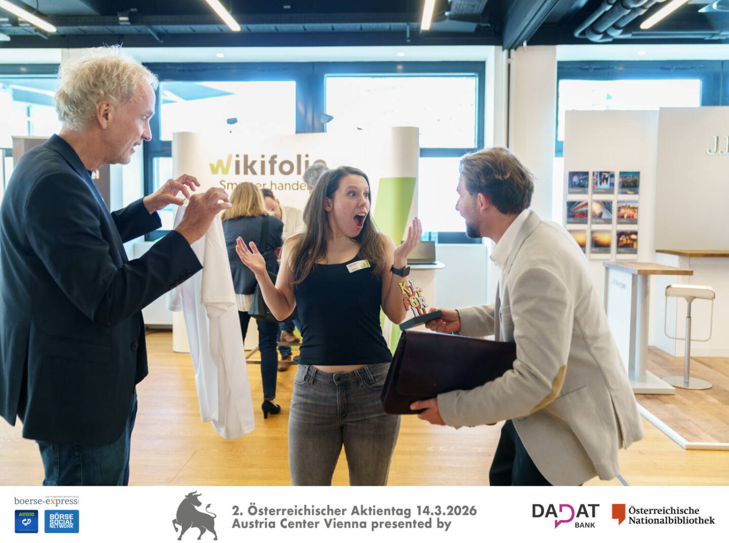 Christian Drastil, Julia Lackner (wikifolio), Richard Dobetsberger (wikifolio/Umbrella Strategie) Bild: Martina Draper f&uuml;r kapitalmarkt-stimme.at 