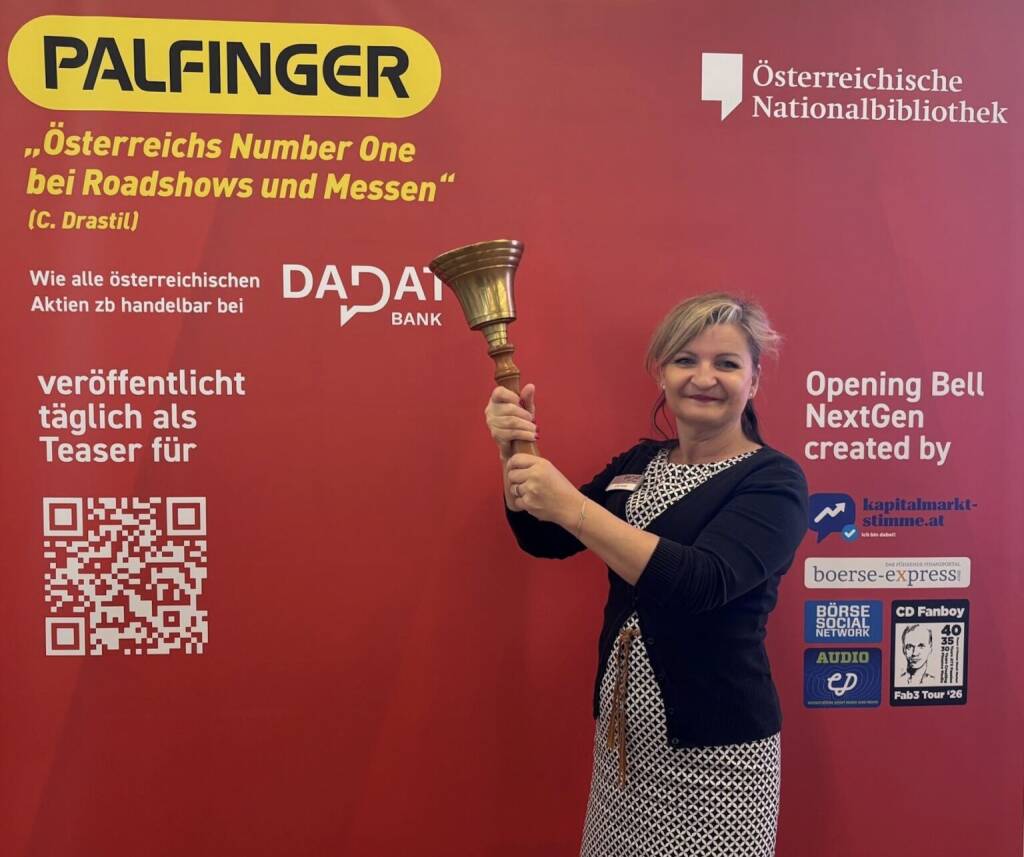 Ulrike Fischer läutet die Opening Bell für Freitag. Mit der dad.at-Kundenbetreuerin habe ich vor kurzem mein Crypto-Onboarding gemacht. Und Chef Ernst Huber nennt im Podcast seinen wichtigsten Mitarbeiter.  (20.03.2026) 