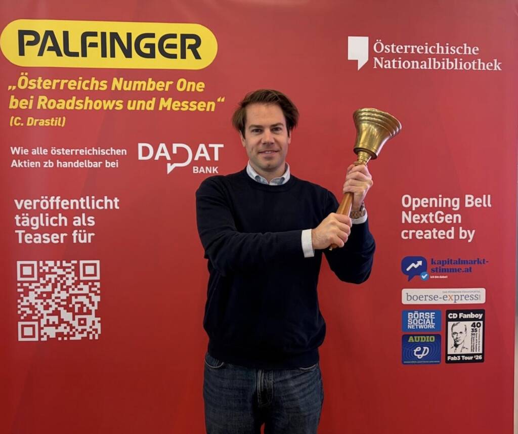 Christoph Rainer läutet die Opening Bell für Freitag. Der IR-Chef der UBM konnte den Turnaround beim Vorsteuerergebnis kommunizieren (27.03.2026) 