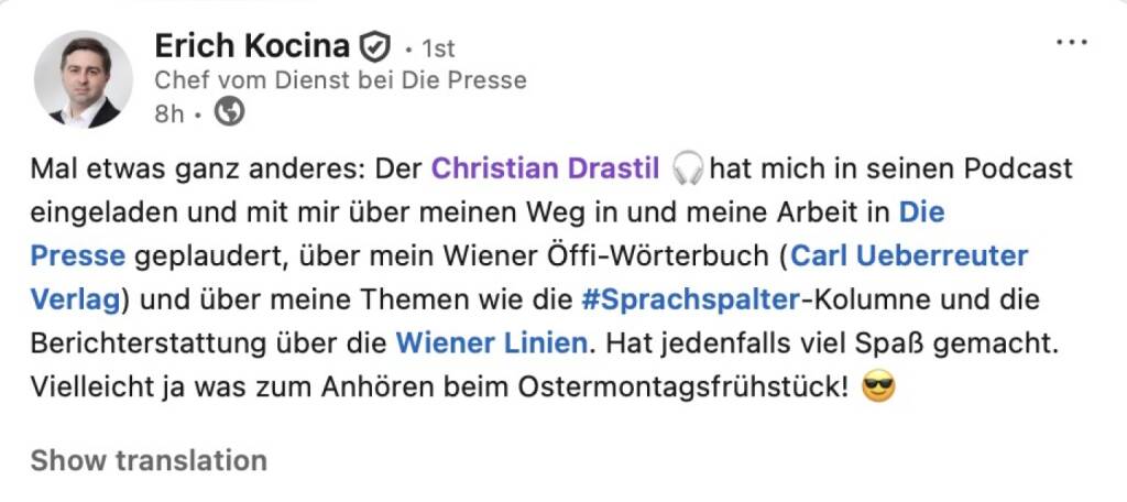 bezogen auf https://audio-cd.at/page/podcast/8566/ Erich Kocina (06.04.2026) 