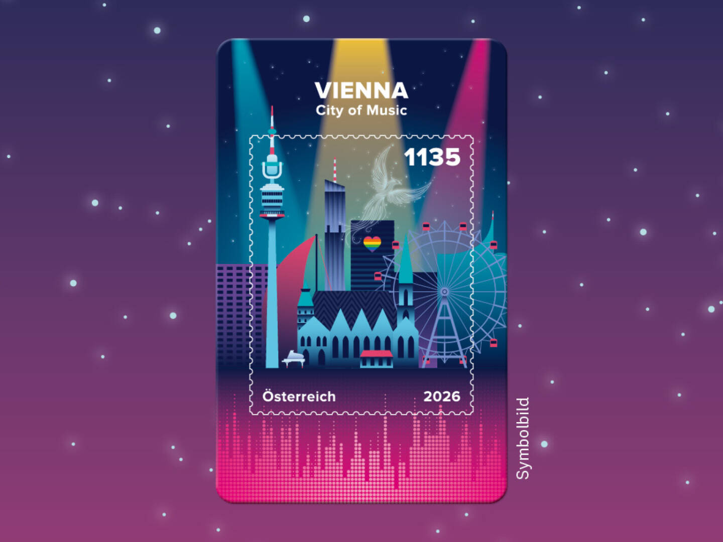 Mit der neuen Crypto stamp &bdquo;Vienna &ndash; City of Music&ldquo; bringt die &Ouml;sterreichische Post eine Briefmarke mit digitalem Zwilling (Non-Fungible Token, NFT) heraus, die die musikalische Identit&auml;t der Bundeshauptstadt feiert und dabei auf ikonische Momente der &ouml;sterreichischen Pop- und Musikgeschichte anspielt. Foto: &Ouml;sterreichische Post