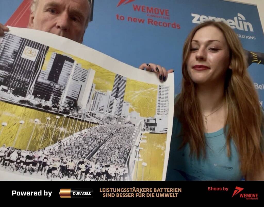 Mit Nina Ritzinger (li. u. am Marathon Poster bin übrigens ich) (08.05.2026) 