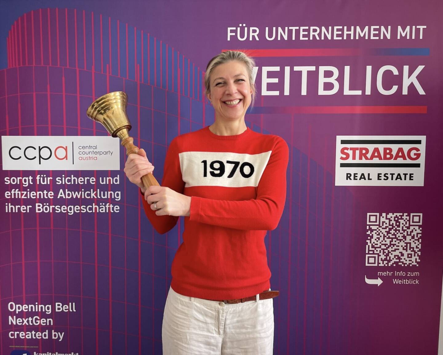 Veronika Korbei l&auml;utet die Opening Bell f&uuml;r Montag.&nbsp;F&uuml;r &bdquo;80 Jahre Handball West Wien (Capitals)&ldquo; gestaltet sie gerade eine mehr als 50-seitige SportWoche-Sondernummer,. Wer mag mit Gratulationssujet beim Jubil&auml;umskult pr&auml;sent sein? Annahmeschluss ist der 29. Mai! v.korbei@handball-westwien.at bzw. christian.drastil@sportgeschichte.at
