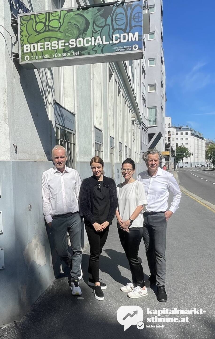 Das Stammteam vor 15 Jahren: Christian Drastil, Christine Petzwinkler, Bettina Schragl, Robert Gillinger