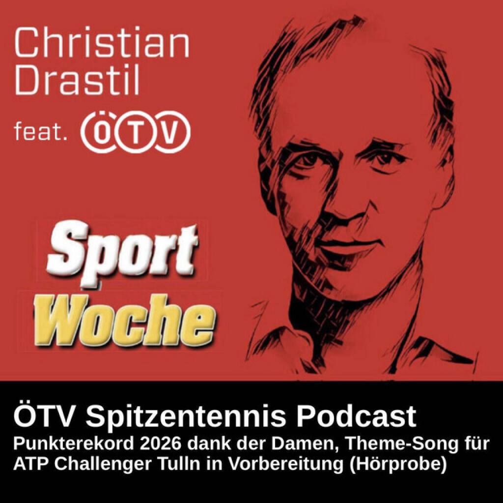 https://open.spotify.com/episode/7CW8g0mameVcMIvyuWxk2M
SportWoche ÖTV-Spitzentennis Podcast: Punkterekord 2026 dank der Damen, Theme-Song für ATP Challenger Tulln in Vorbereitung (Hörprobe) - <p>Woche 23 ist nach den French Open und wir haben einen neuen Punkterekord, aber keinen neuen Platzziffer-Rekord. Im gemischten Ranking WTA und ATP sind nun erstmals vier Frauen auf 1-4, dafür ist leider eine Spielerin aus den Top1000 gefallen. Und für das ATP-Challenger in Tulln dürfen wir einen Theme-Song machen, eine Hörprobe (Beispiel: Fussball-WM) gibt es im zweiten Teil der Folge, mein Sprecher wird auch für Tulln dabei sein. win2day-Playerin der Woche ist erneut Anastasia Potapowa. <br>
<br>
SportWoche ÖTV-Ö Top10 seit Jänner unverändert zusammengesetzt: Julia Grabher, Sinja Kraus, Anastasia Potapova und Lili Tagger (alphabetische Reihenfolge) bei den Damen sowie Sandro Kopp, Filip Misolic, Lukas Neumayer, Sebastian Ofner, Jurij Rodionov und Joel Schwärzler bei den Herren sind WTA/ATP-übergreifend die Top10 aktuell. In welcher Reihenfolge, das wird im Podcast verraten. <br>
<br>
WM-Song: <a href=http://www.audio-cd.at/music target=_blank>http://www.audio-cd.at/music</a><br>
<a href=https://mumak.me target=_blank>https://mumak.me</a><br>
<a href=https://www.win2day.at target=_blank>https://www.win2day.at</a><br>
<br>
<a href=https://www.audio-cd.at/oetv-spitzentennis target=_blank>https://www.audio-cd.at/oetv-spitzentennis</a><br>
<a href=http://www.sportgeschichte.at/oetv target=_blank>http://www.sportgeschichte.at/oetv</a><br>
Inside In, der ÖTV-Podcast: <a href=https://open.spotify.com/show/7KNsgeD8XyXTsAgCFKfI7Y target=_blank>https://open.spotify.com/show/7KNsgeD8XyXTsAgCFKfI7Y</a> <br>
<a href=https://www.oetv.at target=_blank>https://www.oetv.at</a><br>
Quelle Rankings: Live-Rankings von live-tennis.eu<br>
<br>
Die Marke, Patent, Rechte und das Archiv der SportWoche wurden 2017 von Christian Drastil Comm. erworben, Mehr unter <a href=http://www.sportgeschichte.at target=_blank>http://www.sportgeschichte.at</a> . Der neue SportWoche Podcast ist eingebettet in „ Wiener Börse, Sport, Musik (und mehr)“ auf <a href=http://www.audio-cd.at target=_blank>http://www.audio-cd.at</a>  und erscheint, wie es in Name SportWoche auch drinsteckt, wöchentlich. Bewertungen bei Spotify oder Apple machen mir Freude: <a href=http://www.audio-cd.at/spotify target=_blank>http://www.audio-cd.at/spotify</a> , <a href=http://www.audio-cd.at/apple target=_blank>http://www.audio-cd.at/apple</a> . </p> (07.06.2026) 