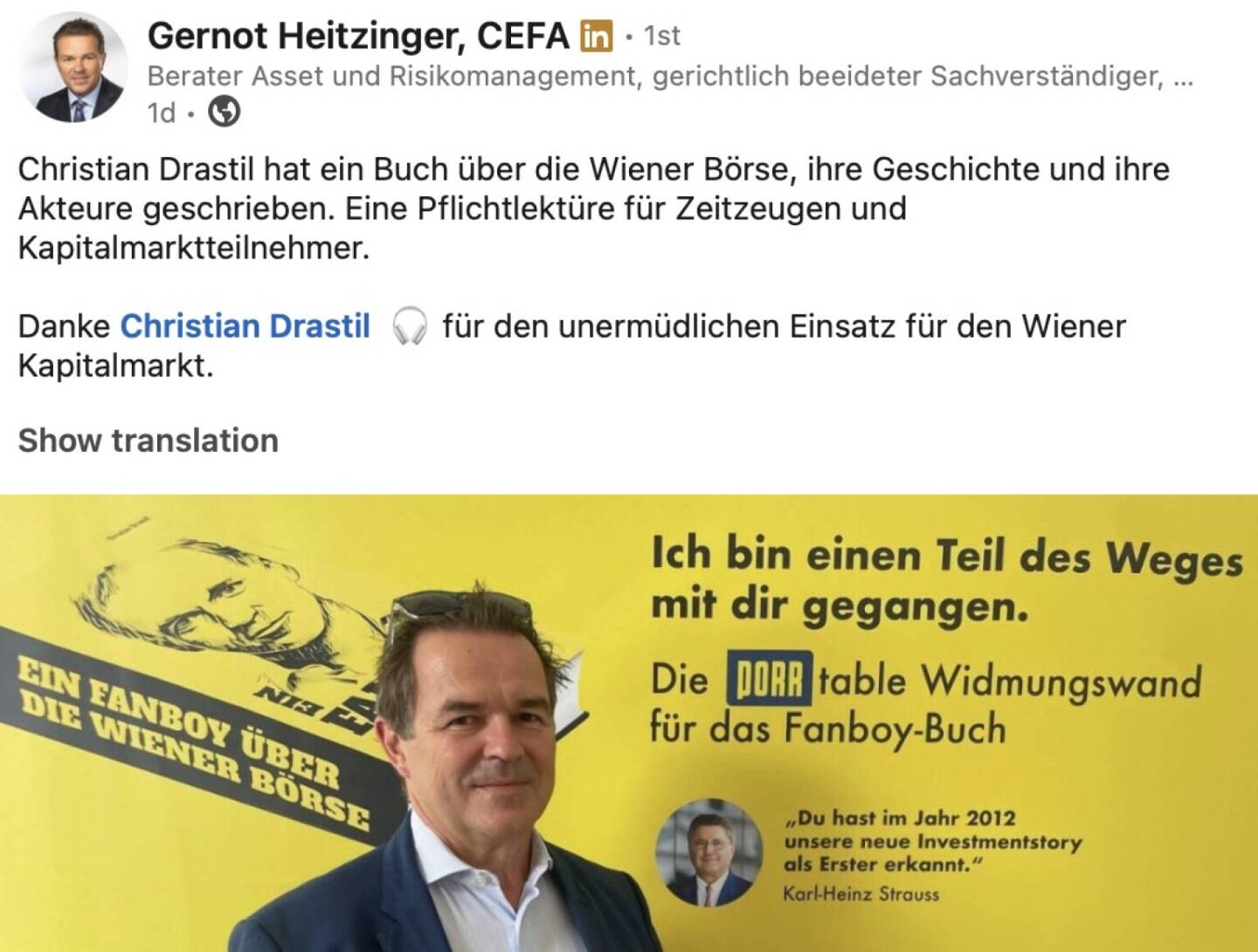 Gernot Heitzinger zum Fanboy-Buch http://www.christian-drastil.com 