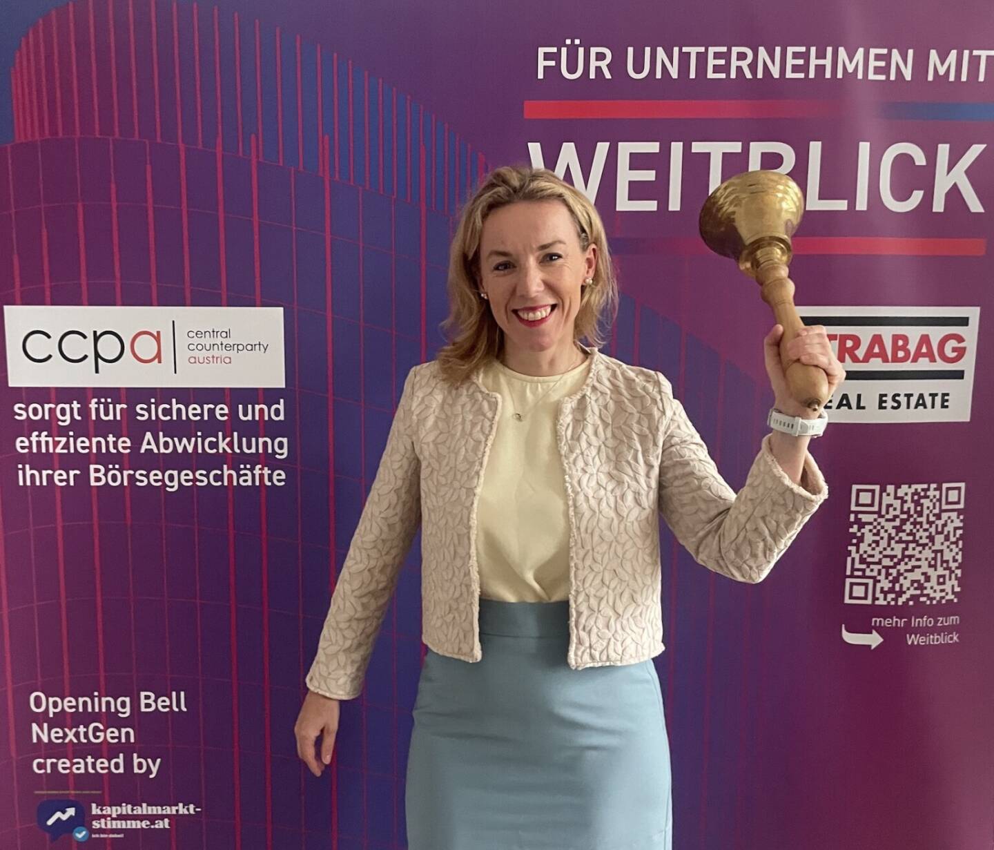 Susanne Aglas-Reindl l&auml;utet die Opening Bell f&uuml;r Mittwoch. Die IR-Chefin der Telekom Austria hat heute unseren IR-Award f&uuml;r Shareholder Excellence im Secondary Market &uuml;bernommen&nbsp;