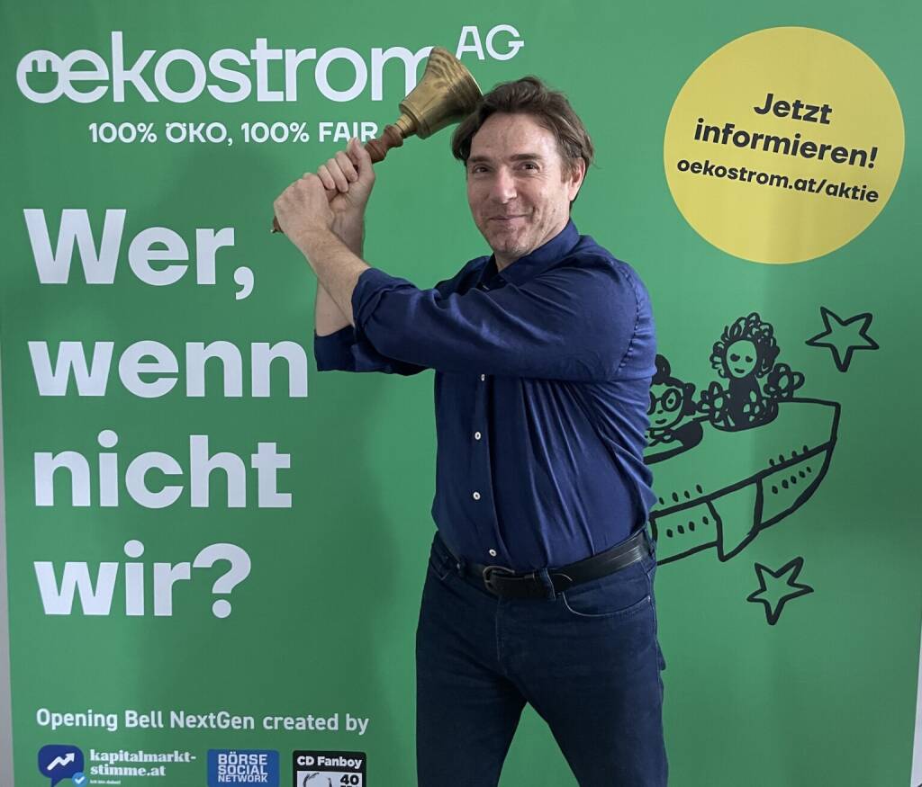 Bernhard Krumpel läutet die Opening Bell für Freitag. Der Kommunikationsexperte freut sich auf Finanztransaktionen, die er mit Unlimited Communications begleiten darf (31.07.2026) 