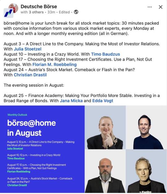 boerse@home am 24.8.: https://streaming.webinargeek.com/oesterreichs-aktienmarkt-comeback-oder-strohfeuer-mit-christian-drastil-314  (31.07.2026) 
